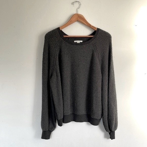 American Eagle Boucle Balloon Sleeve Sweater Size XL Gray - Picture 3 of 9